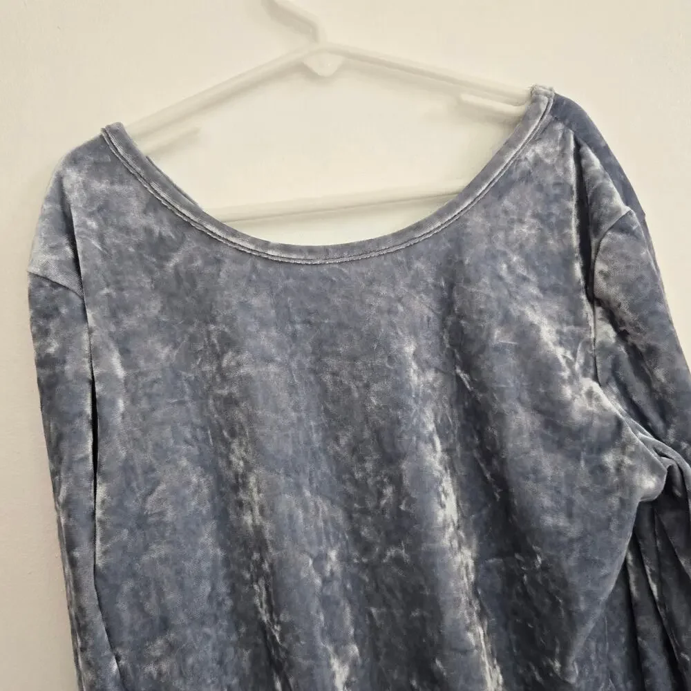 Gap Kids Girl Crushed Velvet Tee Cropped Blue Long Sleeve Size XXL Fall Winter